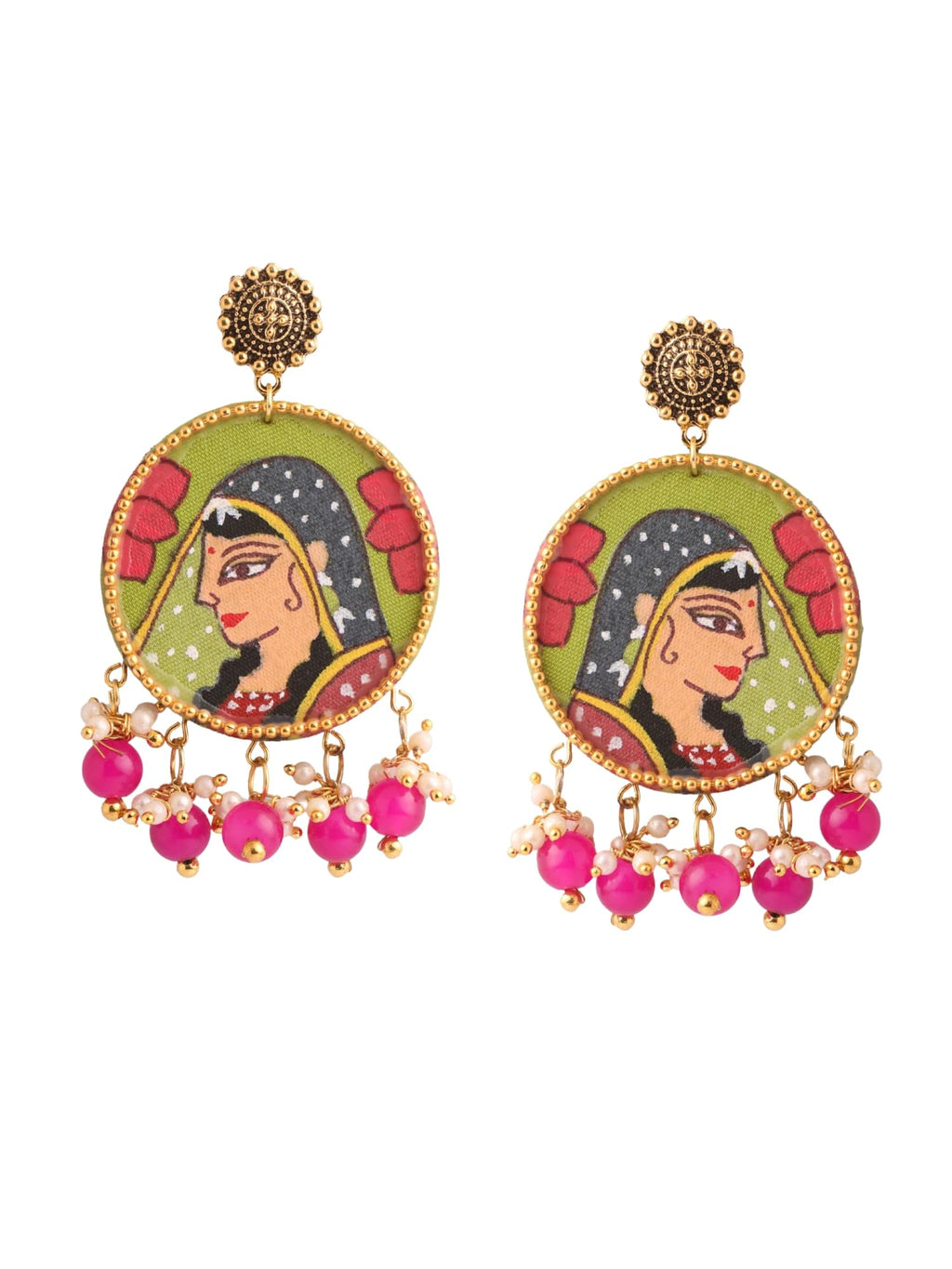 Folk Art Hand-Painted Earrings