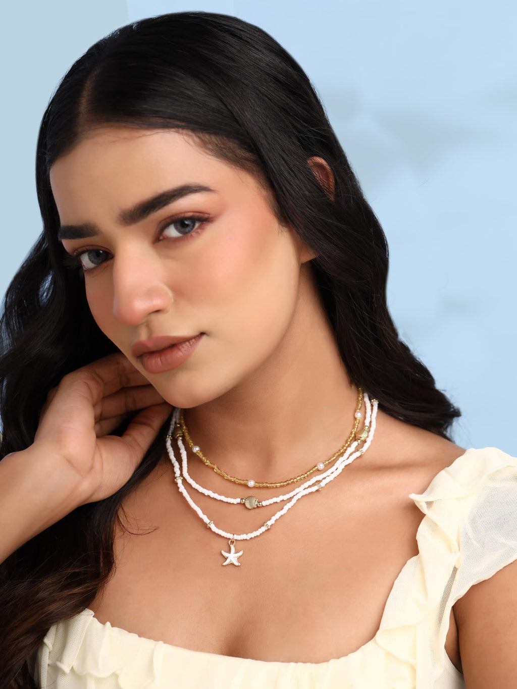 Pearl Starfish Layered Necklace