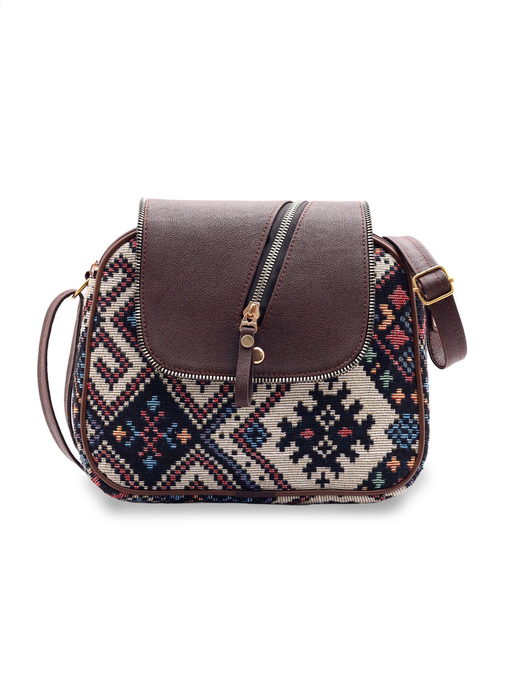 Urban Nomad Collection | Dual Compartment Crossbody Sling | Midnight Geometric