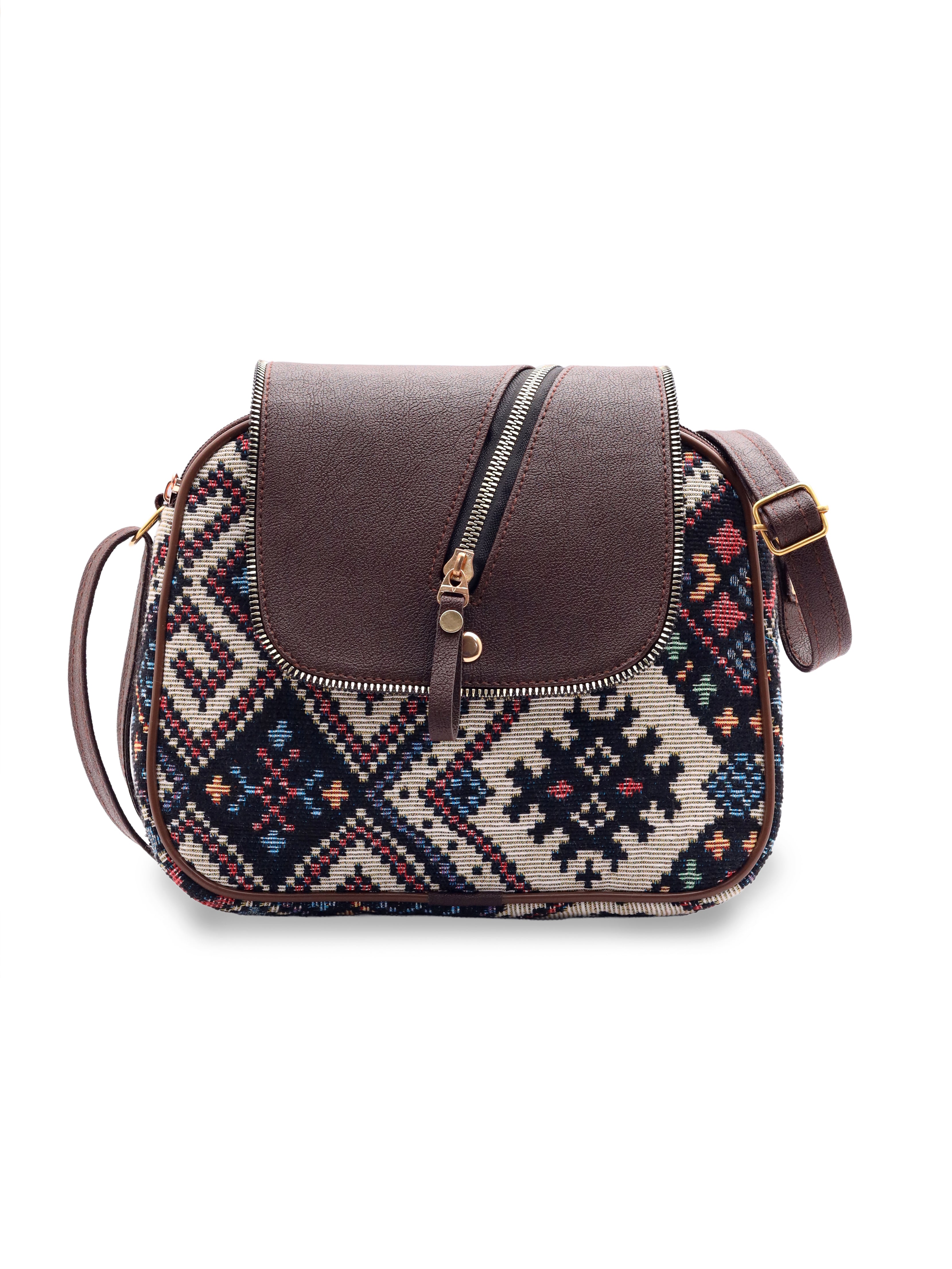Urban Nomad Collection | Dual Compartment Crossbody Sling | Midnight Geometric