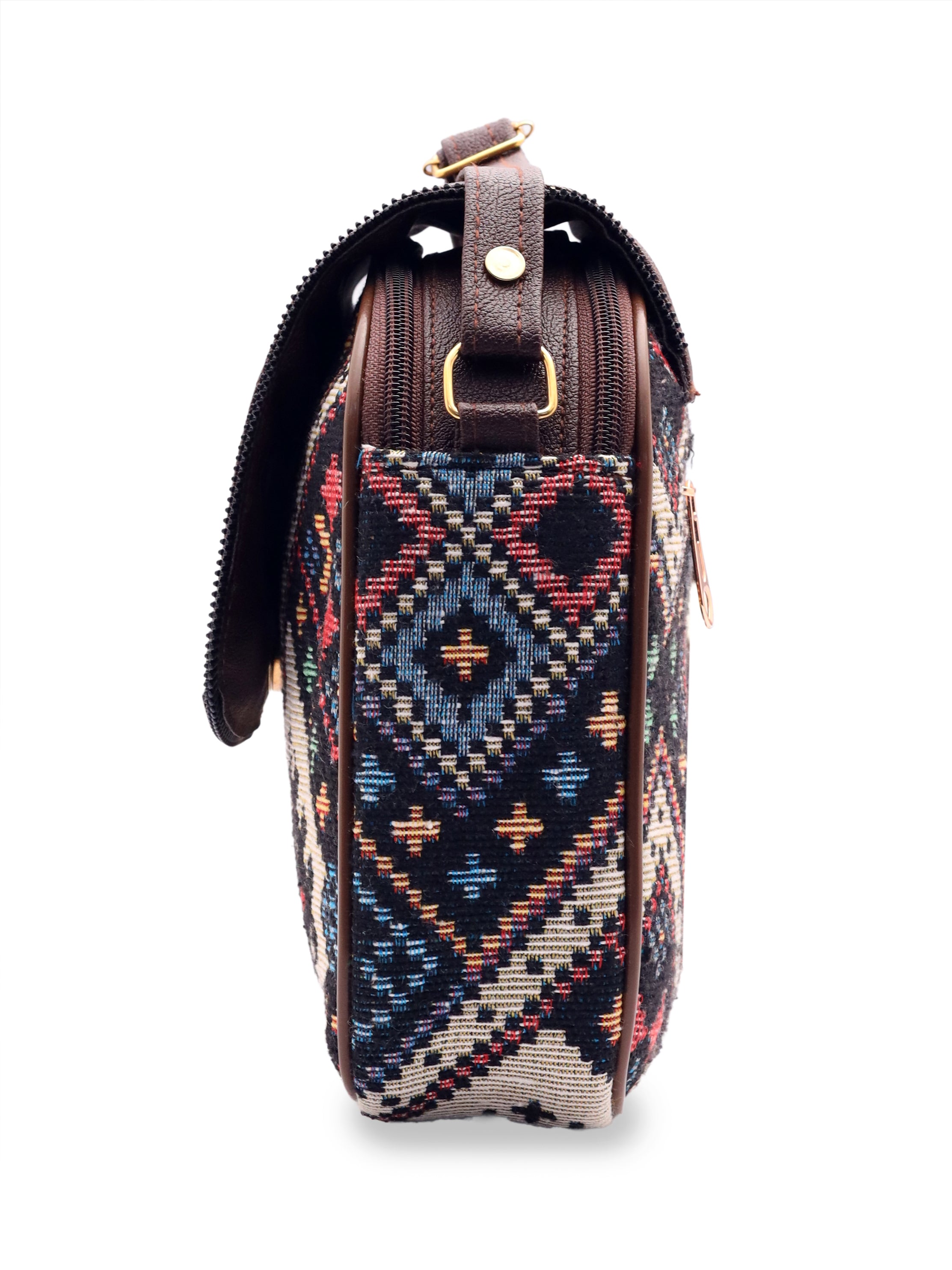 Urban Nomad Collection | Dual Compartment Crossbody Sling | Midnight Geometric