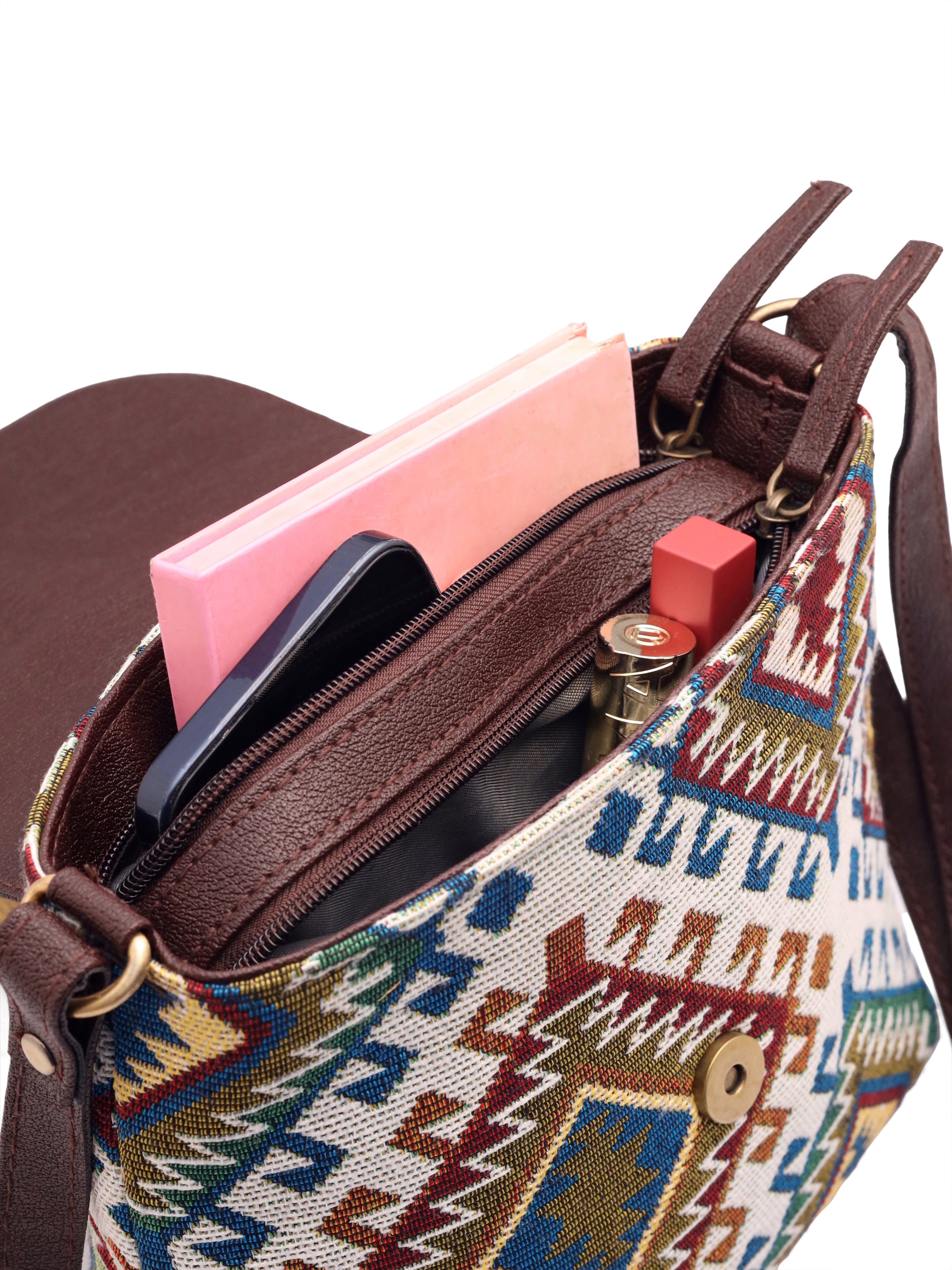 Earthcraft Collection | Dual Compartment Crossbody Sling | Earthy Tribal