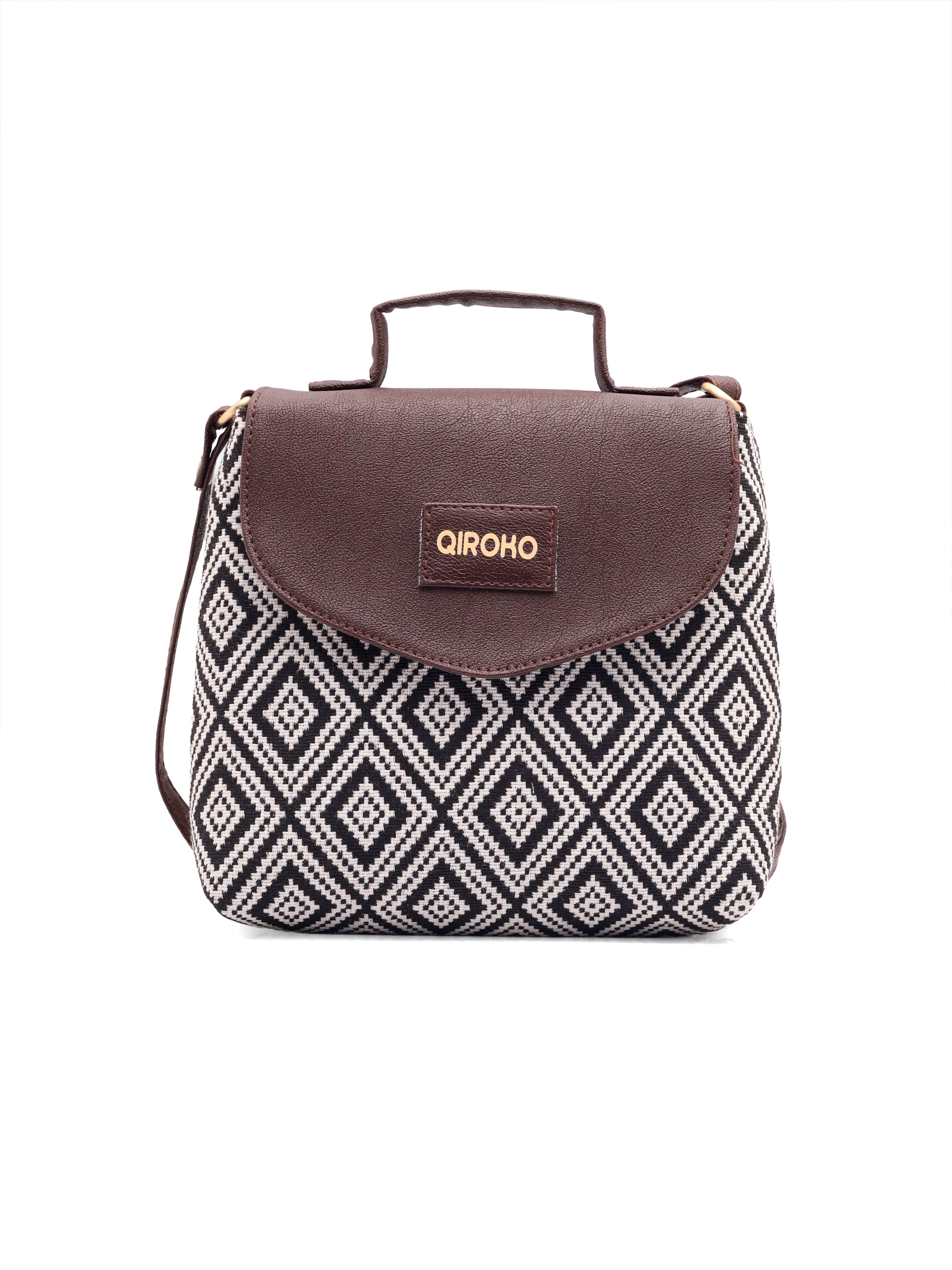 Earthcraft Collection | Dual Compartment Crossbody Sling | Ikkat Monochrome