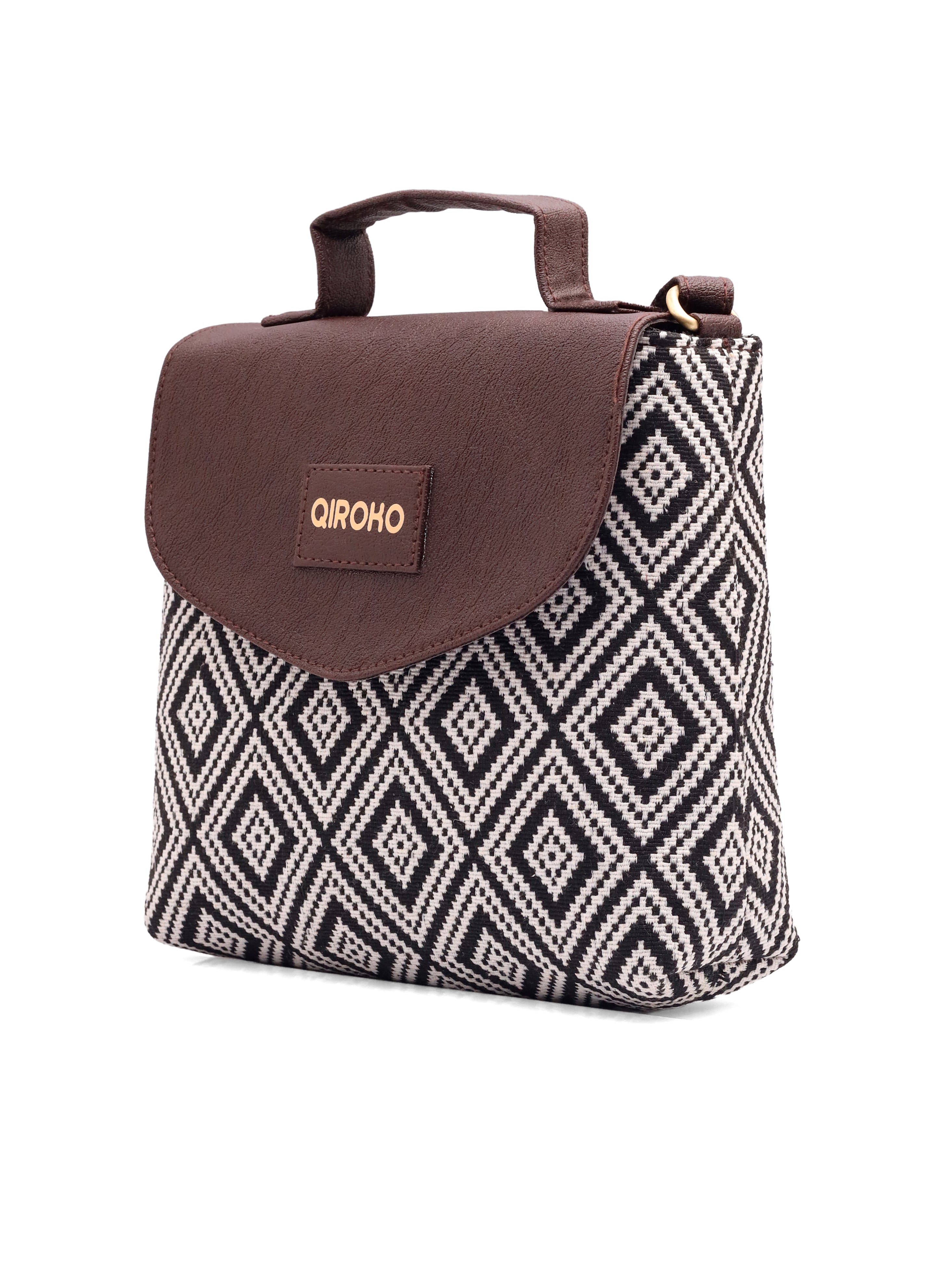 Earthcraft Collection | Dual Compartment Crossbody Sling | Ikkat Monochrome