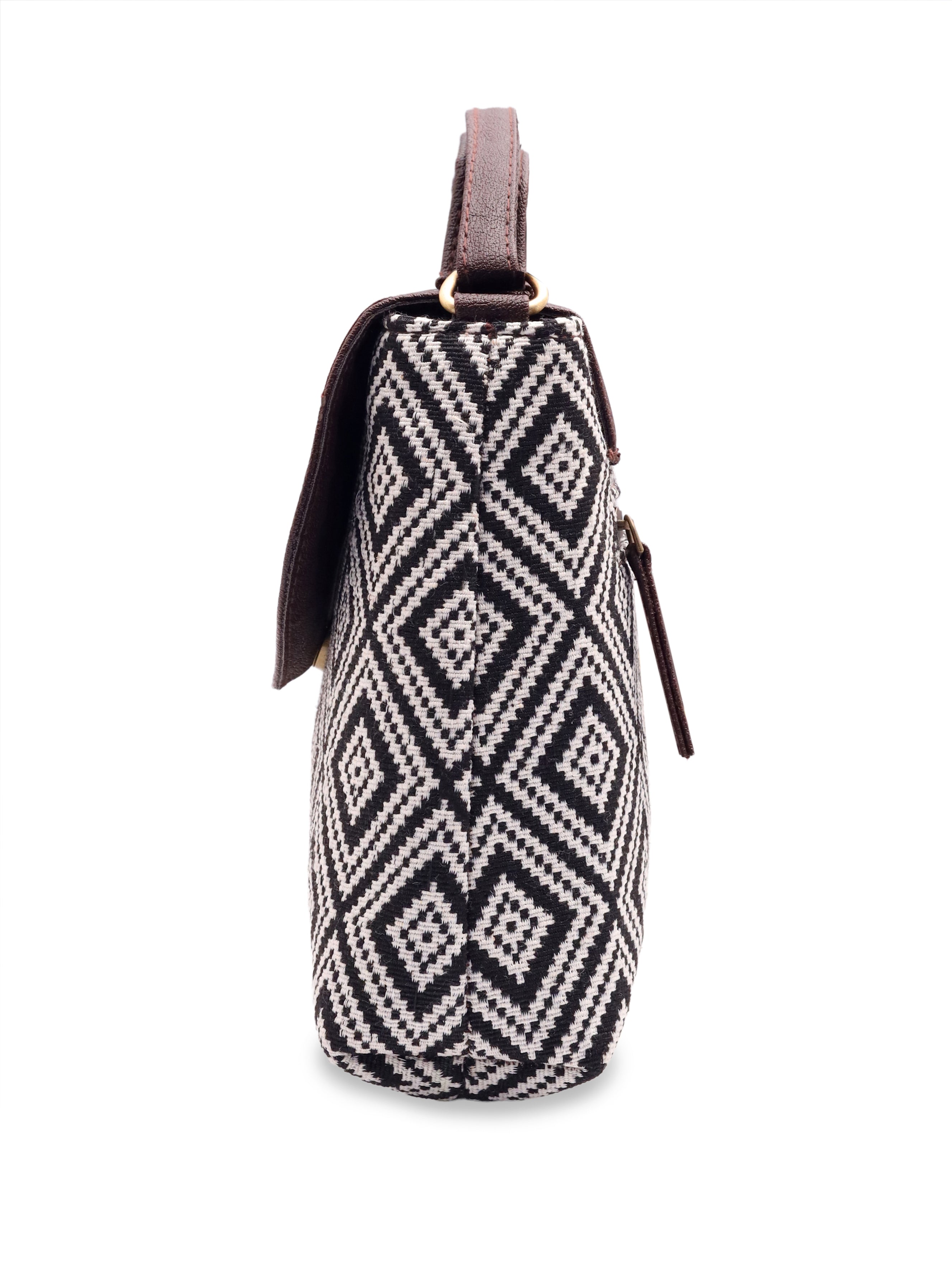 Earthcraft Collection | Dual Compartment Crossbody Sling | Ikkat Monochrome