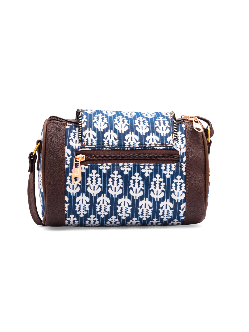 Loom Edit Collection | Dual Compartment Crossbody Sling | Ikkat Barrel | Indigo Trail