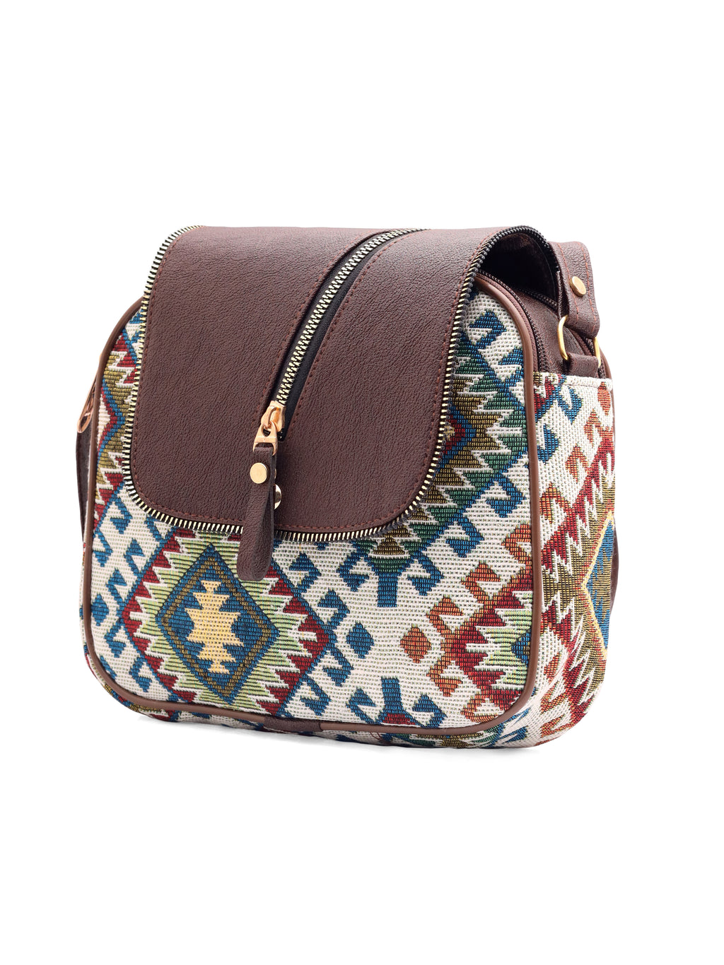 Urban Nomad Collection | Dual Compartment Crossbody Sling | Earthy Tribal