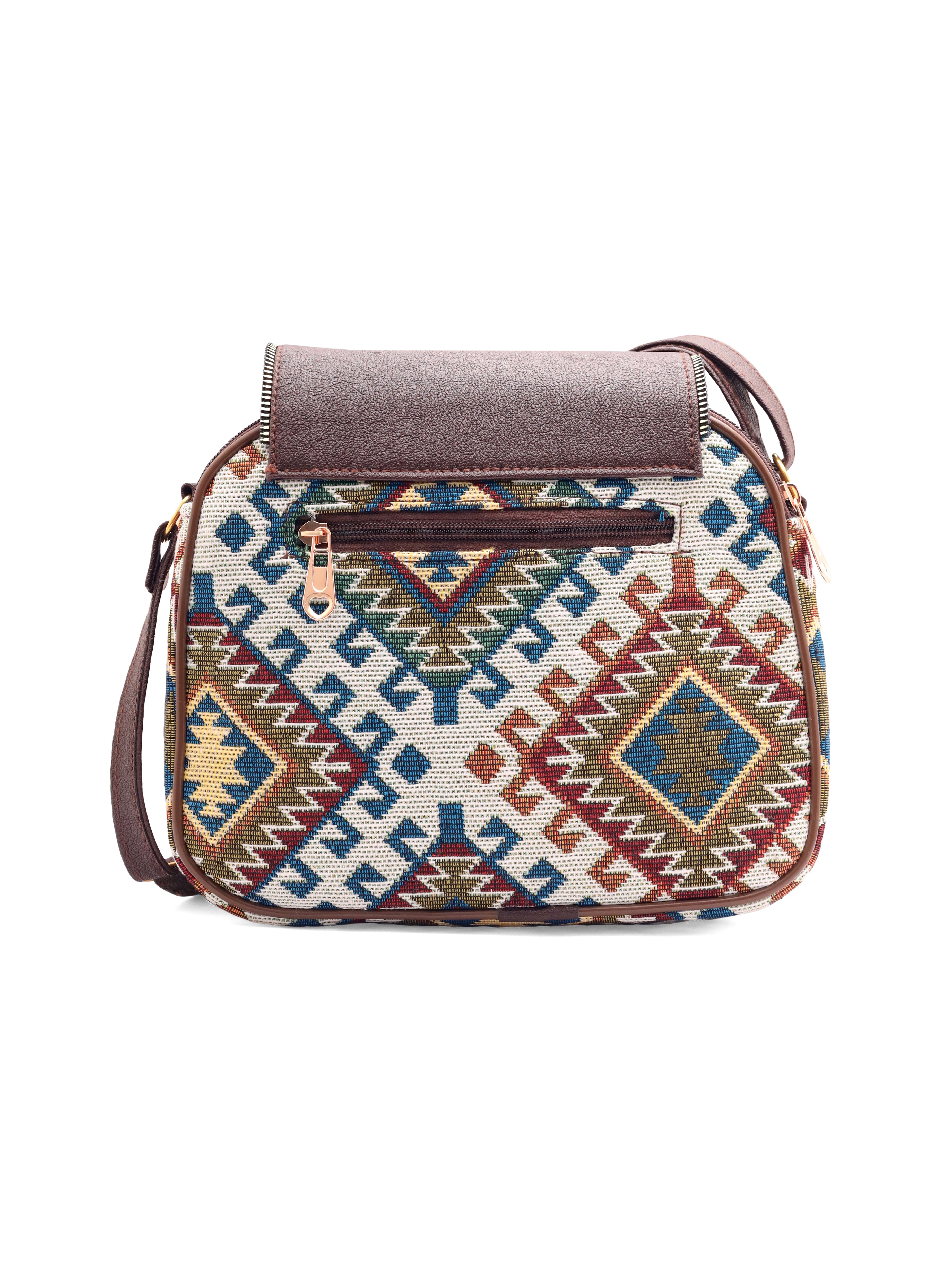 Urban Nomad Collection | Dual Compartment Crossbody Sling | Earthy Tribal