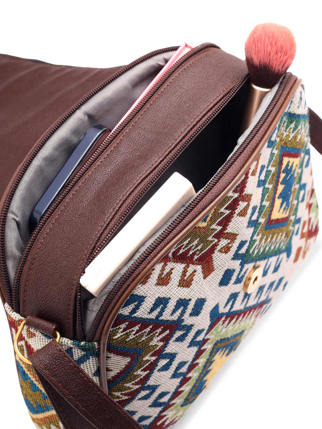 Urban Nomad Collection | Dual Compartment Crossbody Sling | Earthy Tribal