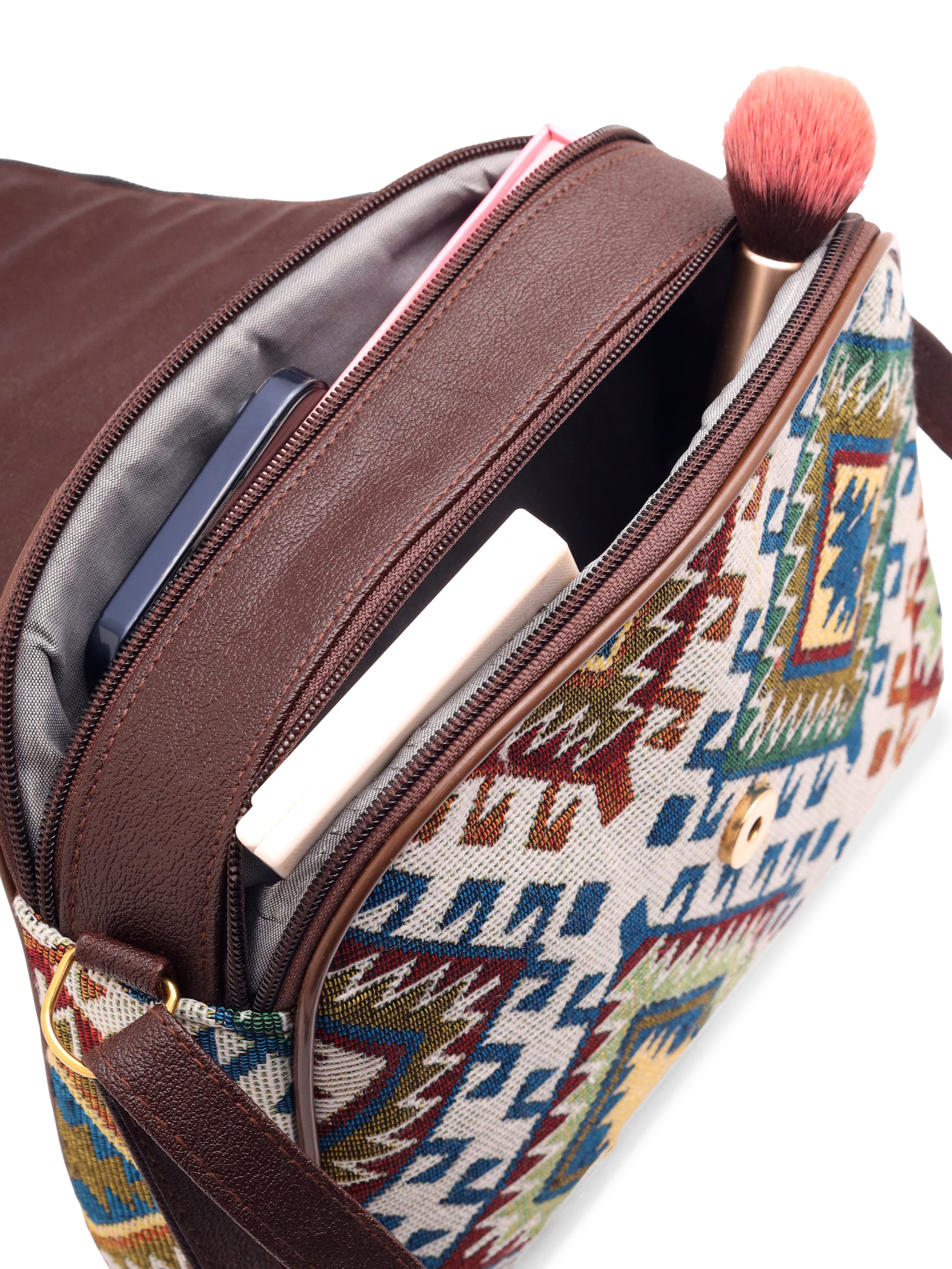 Urban Nomad Collection | Dual Compartment Crossbody Sling | Earthy Tribal