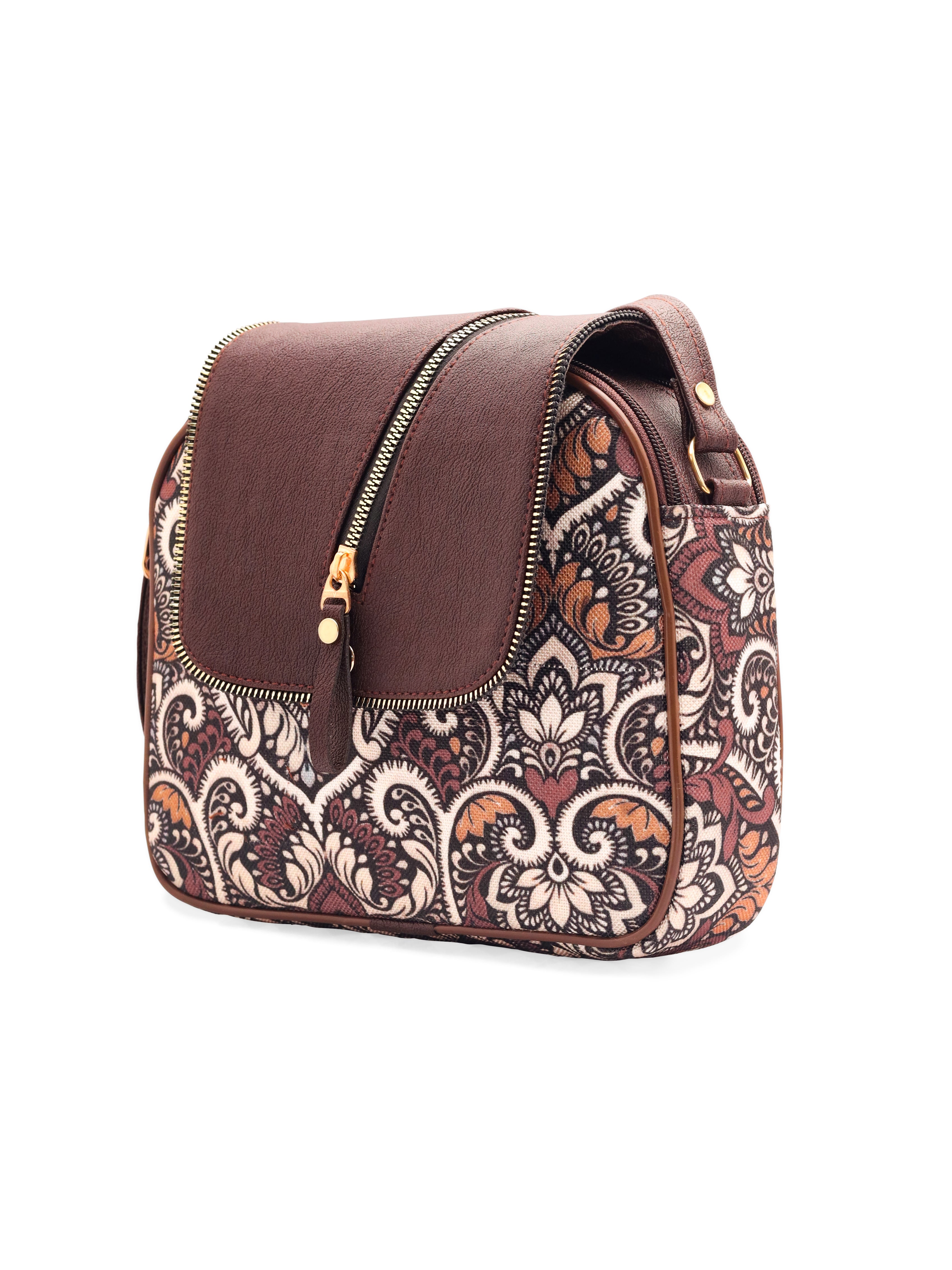 Urban Nomad Collection | Dual Compartment Crossbody Sling | Floral Paisley