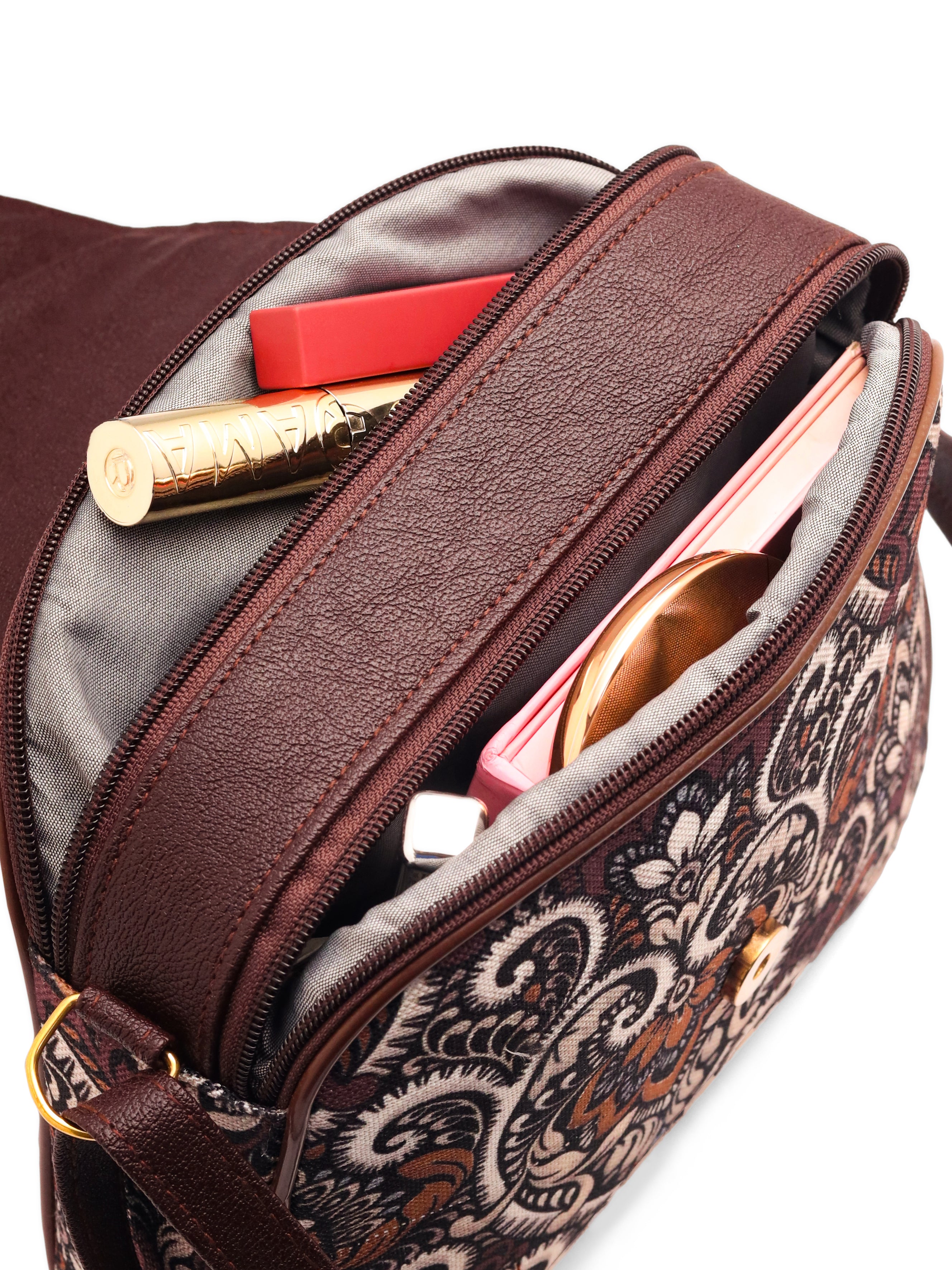Urban Nomad Collection | Dual Compartment Crossbody Sling | Floral Paisley