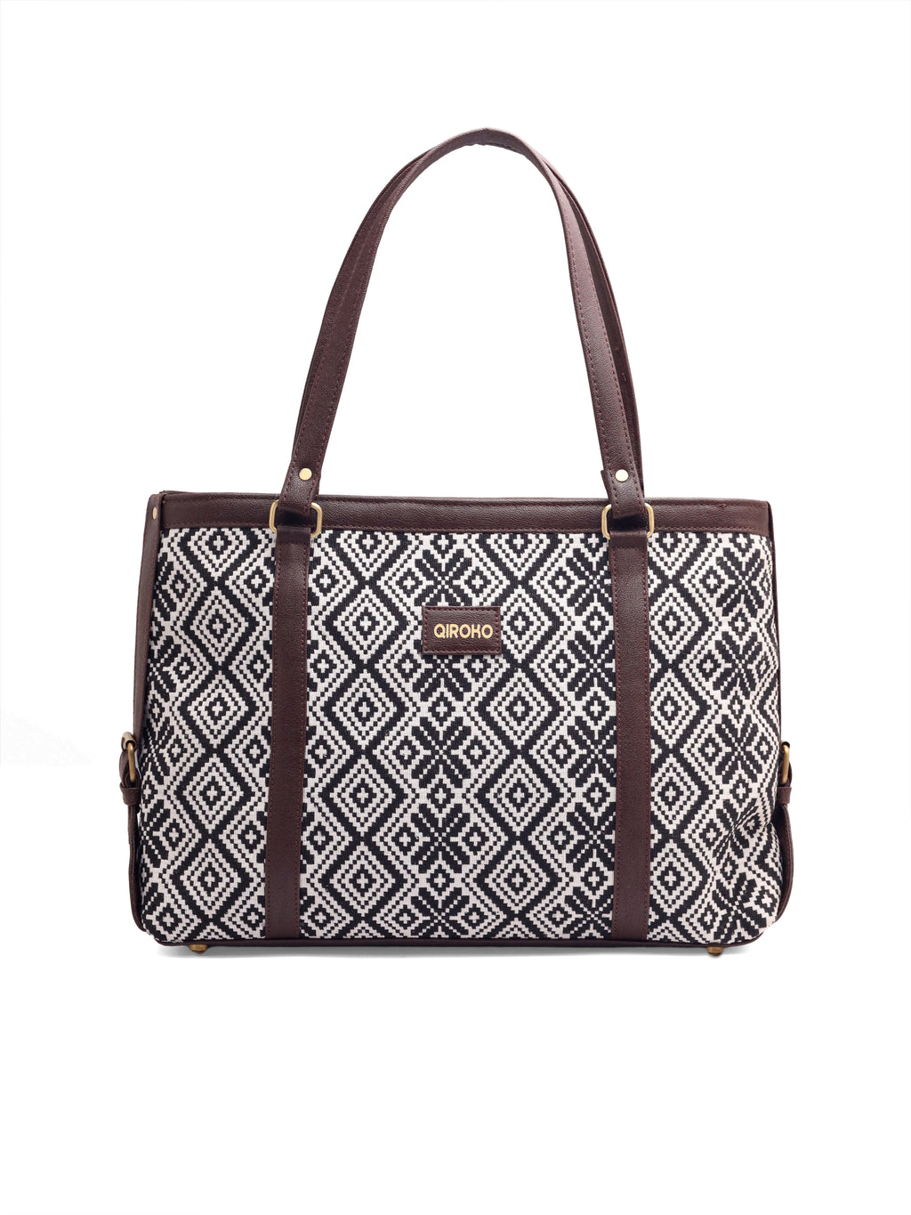 Power Edit Collection Office Laptop Handbag | Vegan Leather | Ikkat Monochrome