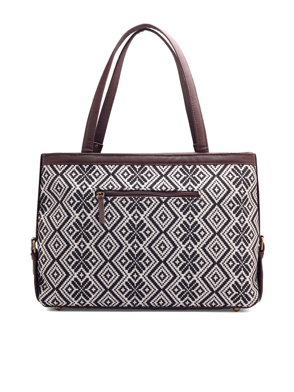 Power Edit Collection Office Laptop Handbag | Vegan Leather | Ikkat Monochrome