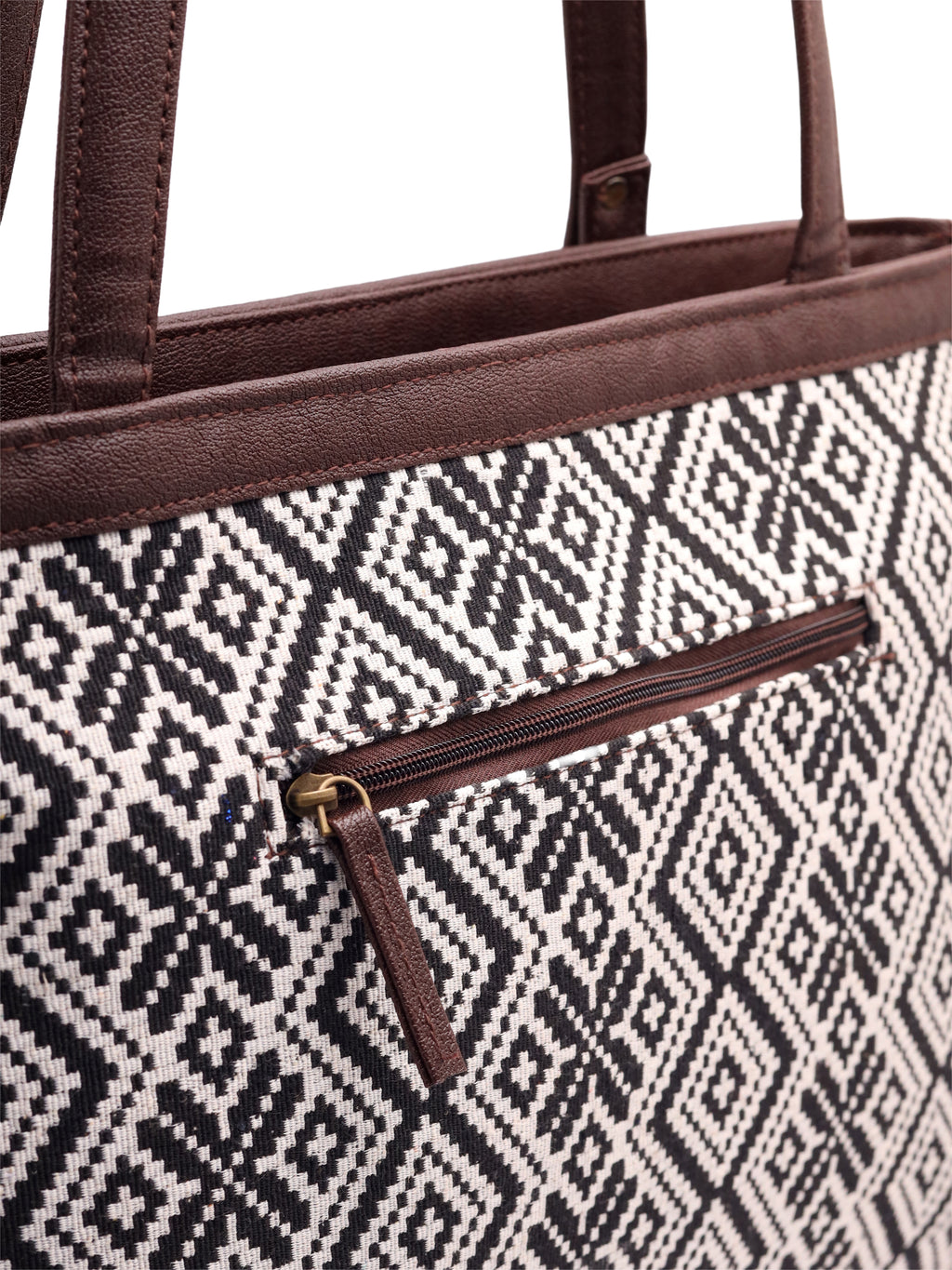 Power Edit Collection Office Laptop Handbag | Vegan Leather | Ikkat Monochrome