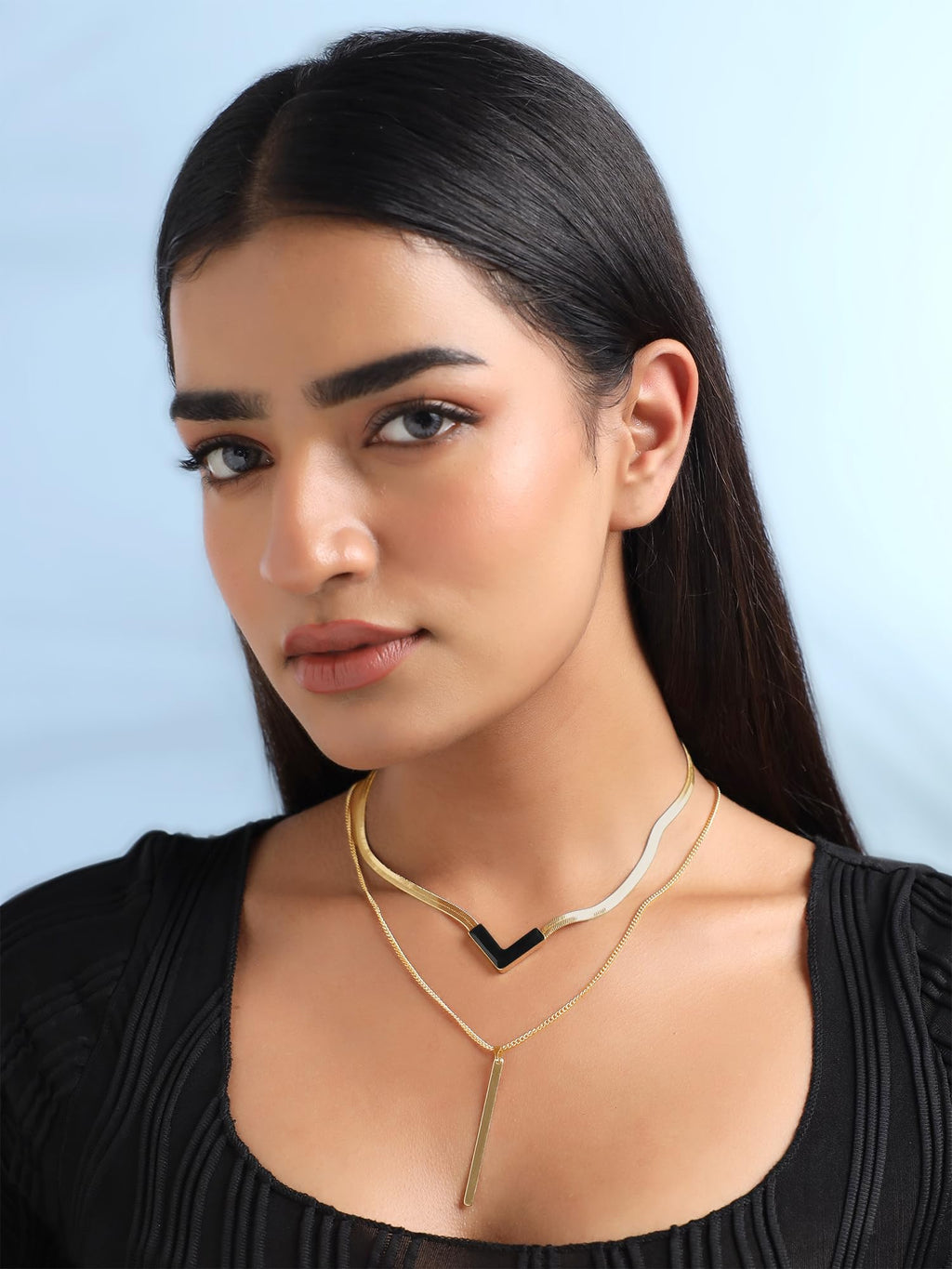 Layered Pendant Chain Stack