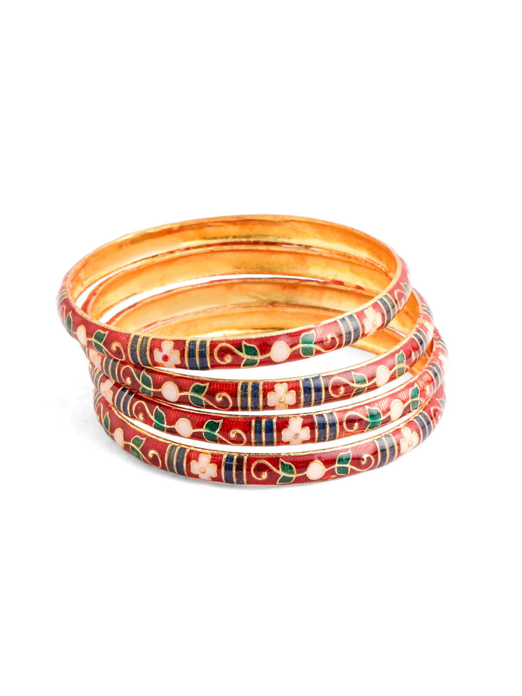 Meenakari Bangle Set Red