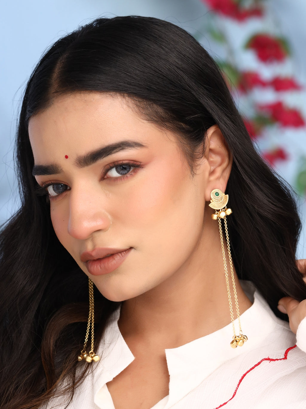 Kashmiri Long Ghungroo Earrings