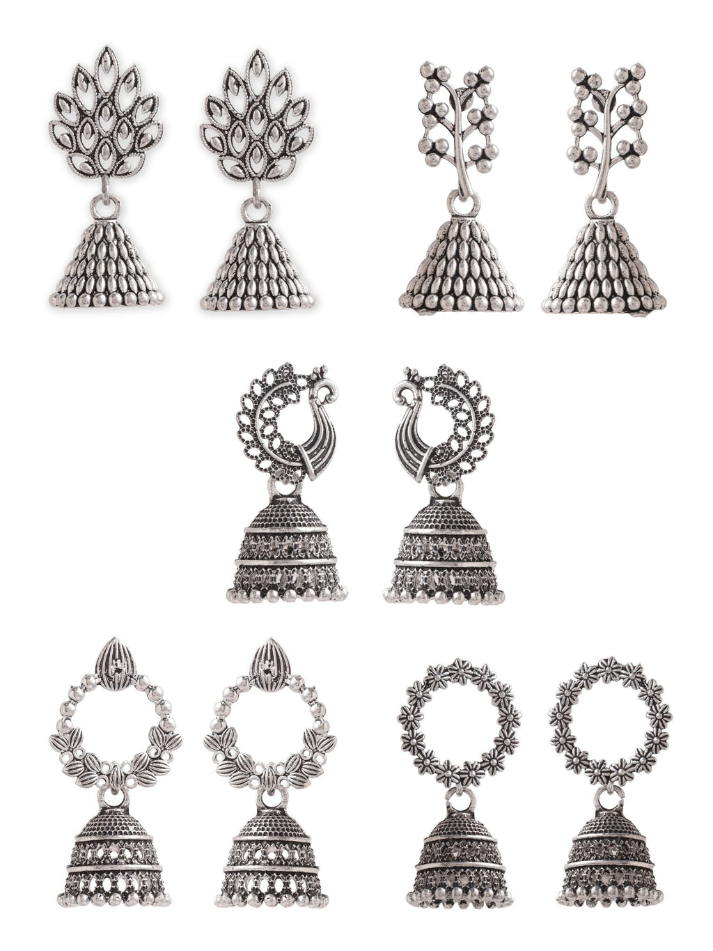 Oxidised Jhumka Earring Set