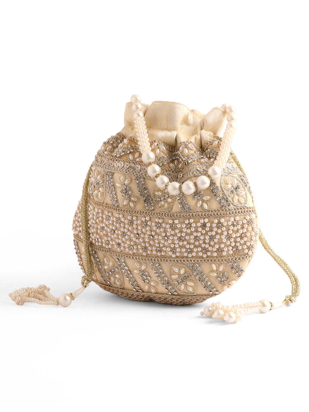 Pearl Beaded Drawstring Potli Bag