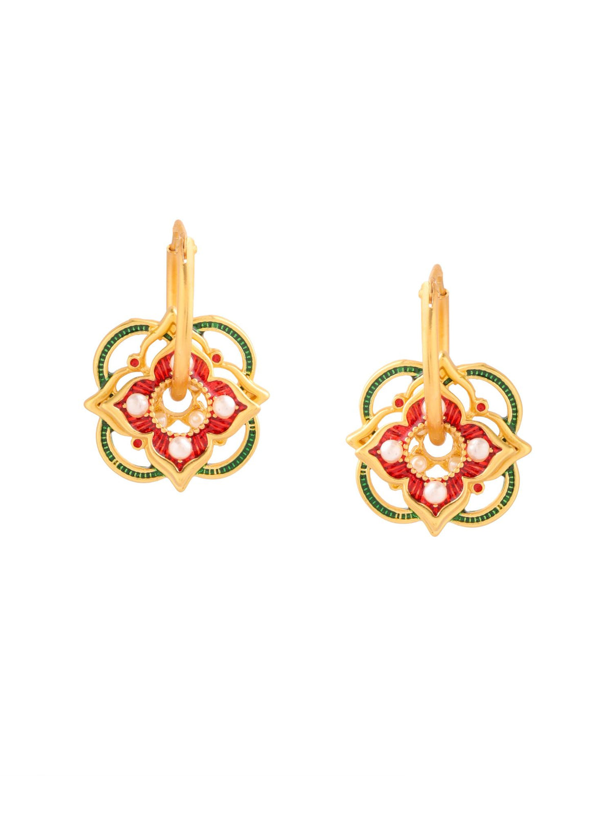 Rangoli Enamel Floral Hoop Earrings