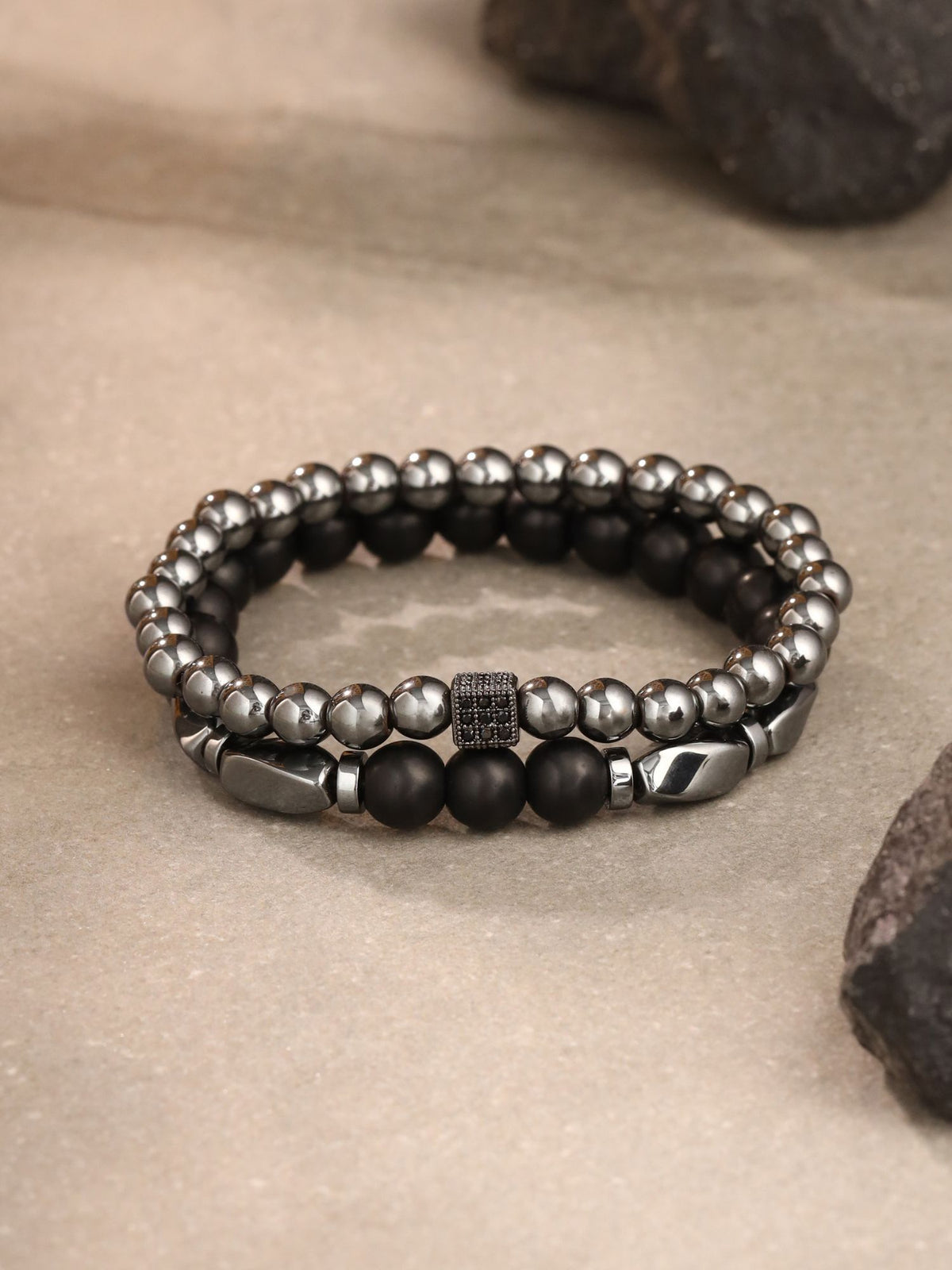 Black Hematite Layered Bracelet