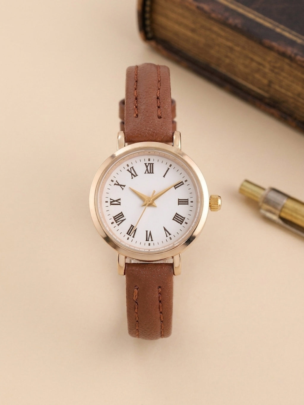 Mocha Round Analog Watch