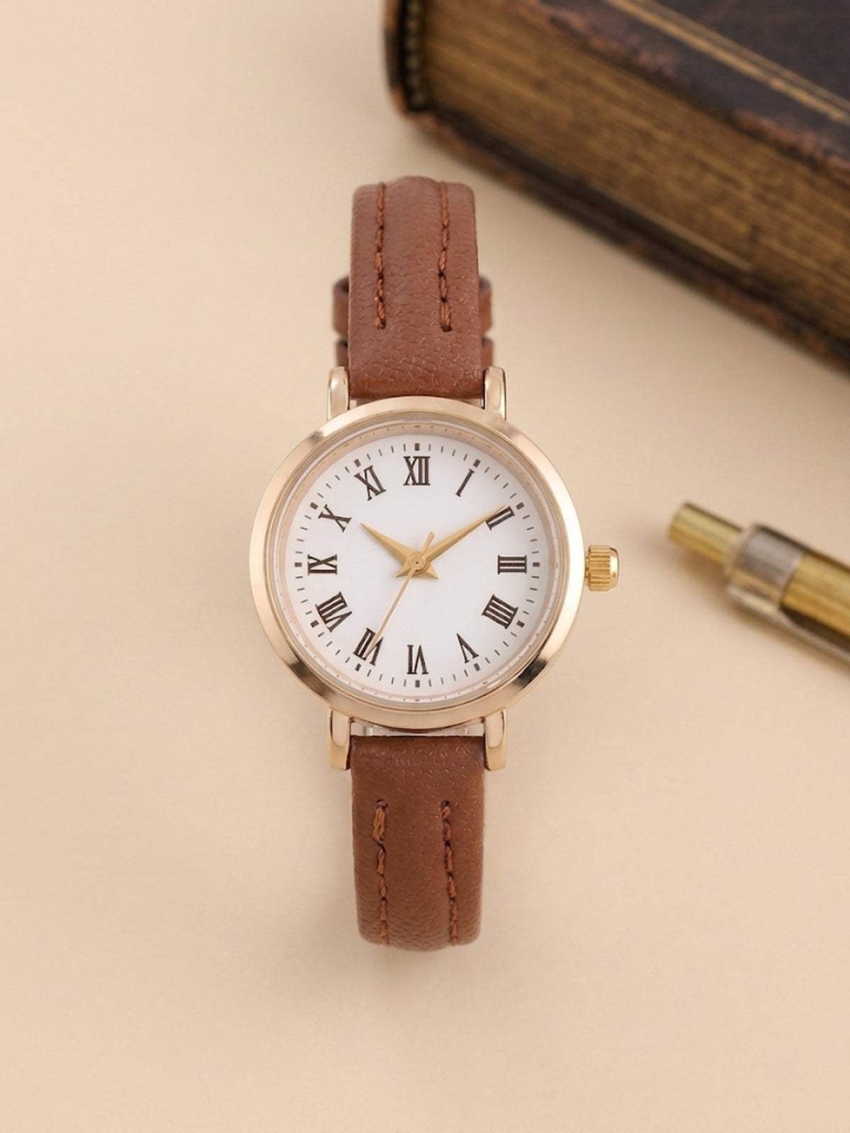 Mocha Round Analog Watch