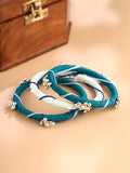 Leher Fabric Ghungroo Bracelet Set Blue