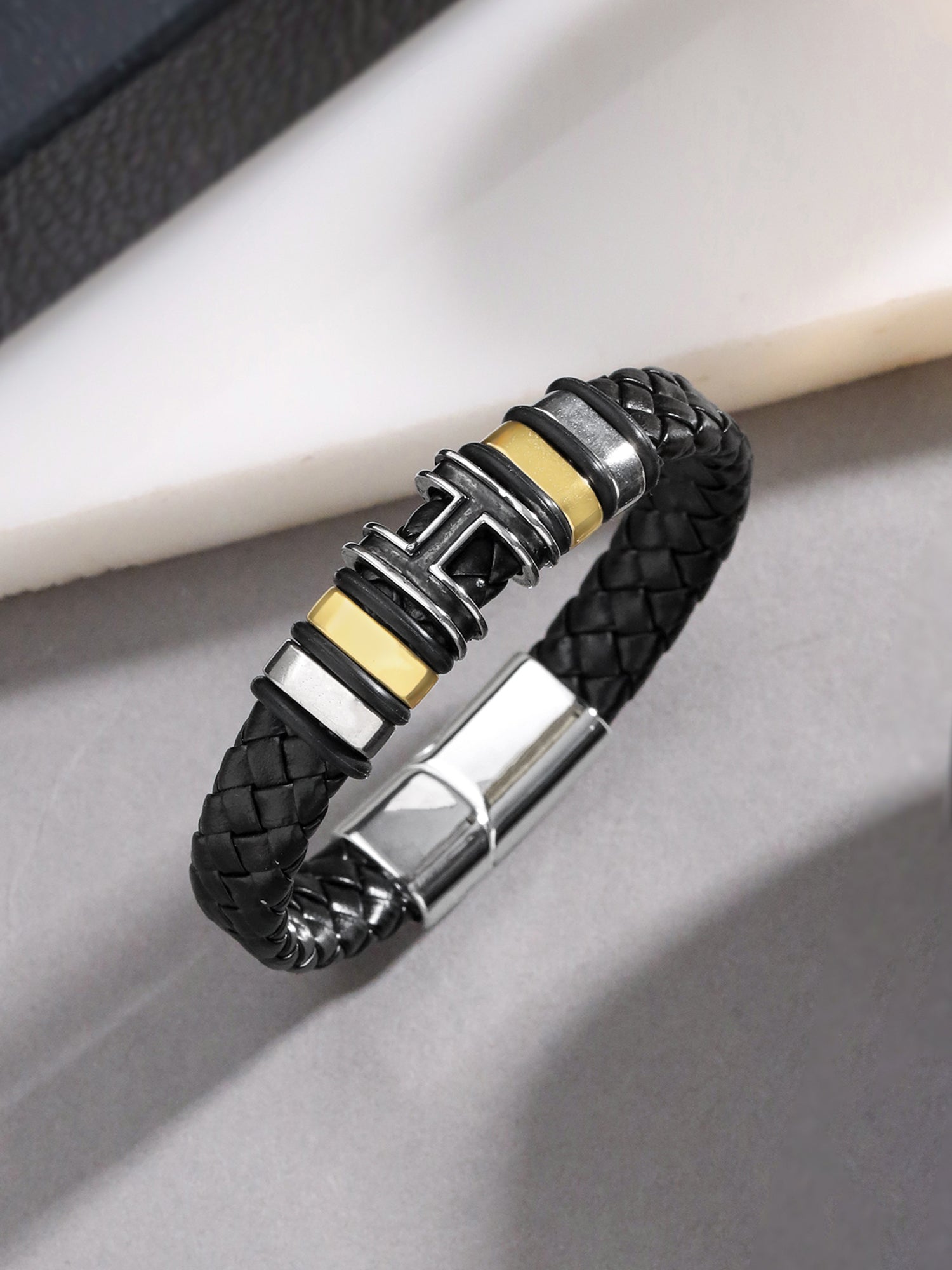Black Faux Leather Bracelet