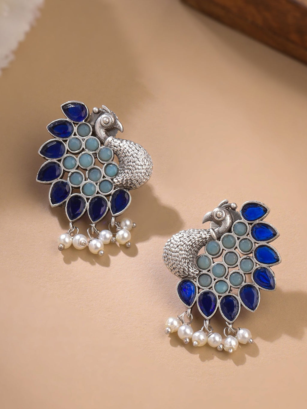 Oxidised Peacock Earrings