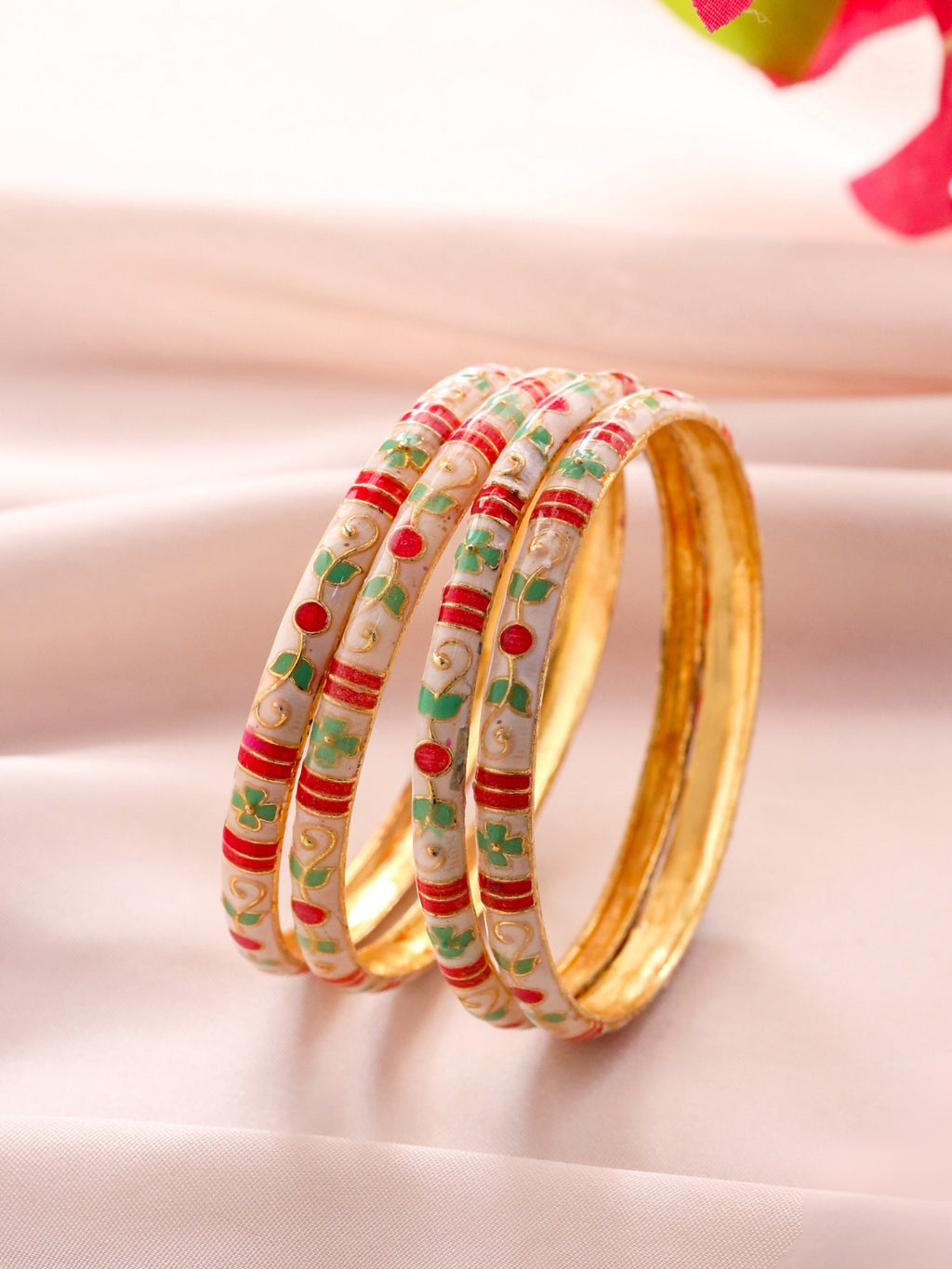 Meenakari Bangle Set White