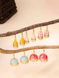 Ethnic Meenakari Enamel Pearl Jhumka Earrings