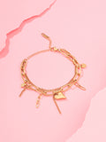 Layered Heart Charm Stack Bracelet