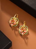 Rangoli Enamel Floral Hoop Earrings