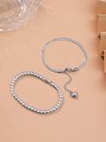 Snake Chain and Crystal Tennis Stack Bracelets