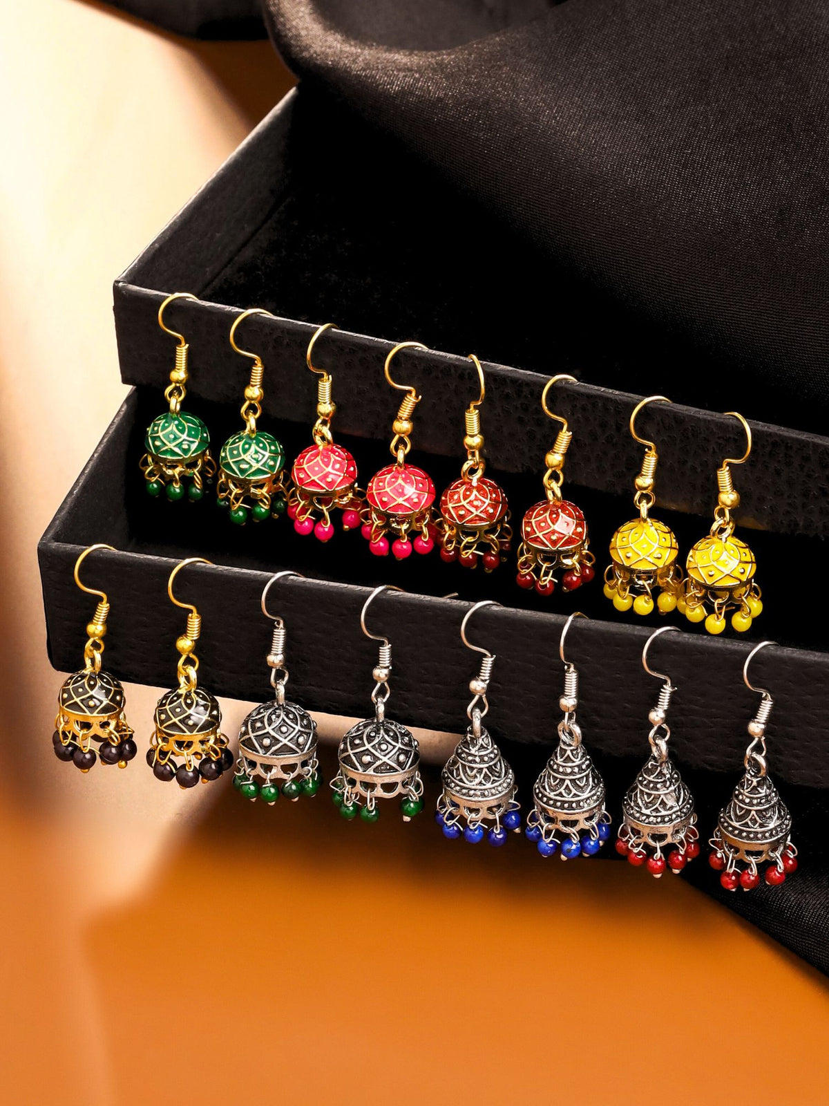 Meenakari Pearl Jhumkis