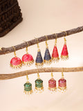 Ethnic Meenakari Enamel Pearl Jhumka Earrings