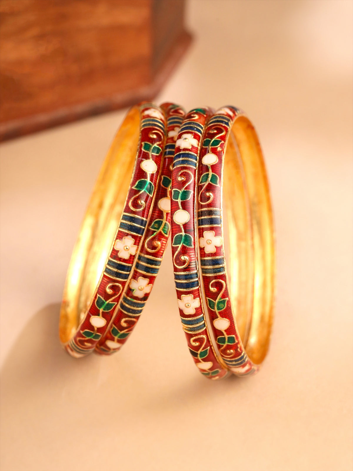 Meenakari Bangle Set Red