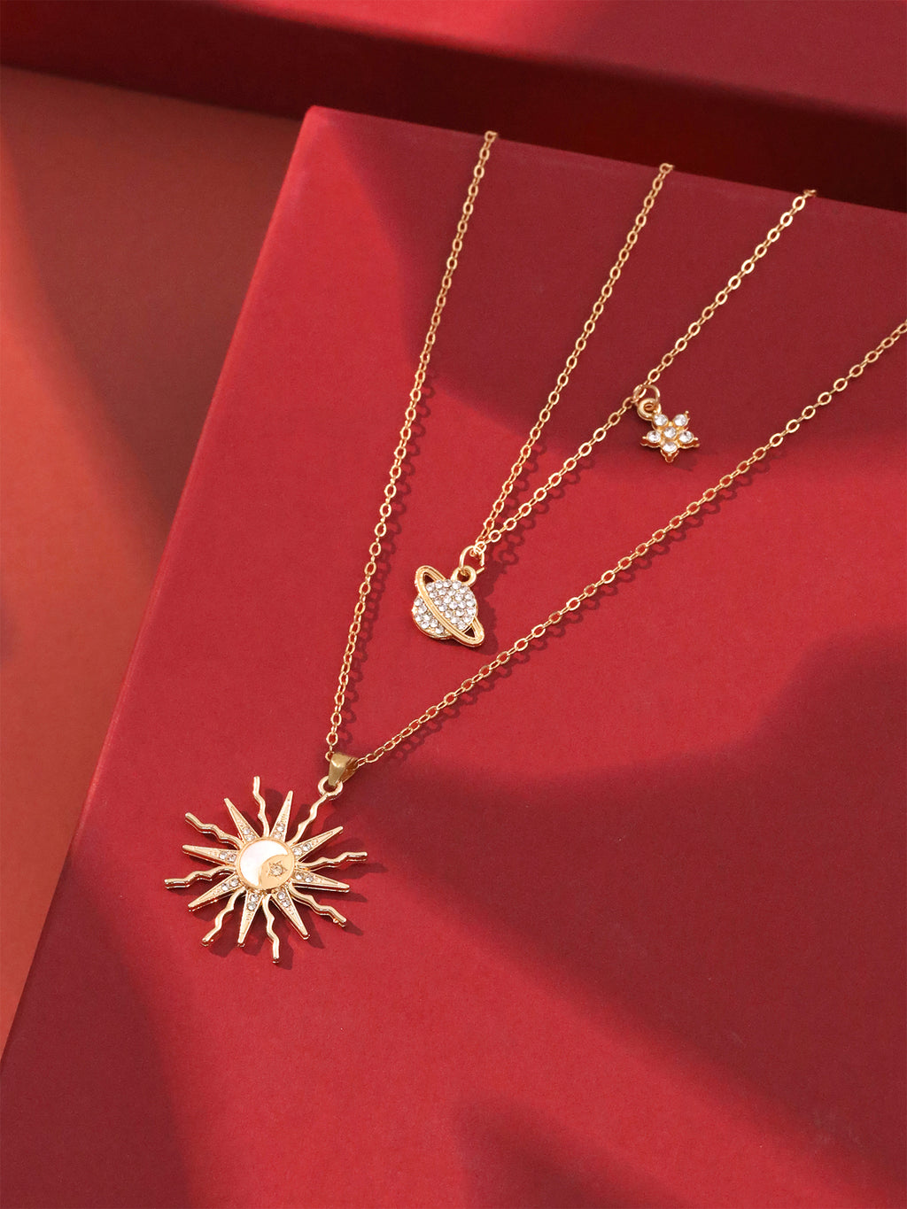 Sun Saturn Star Pendant Necklace