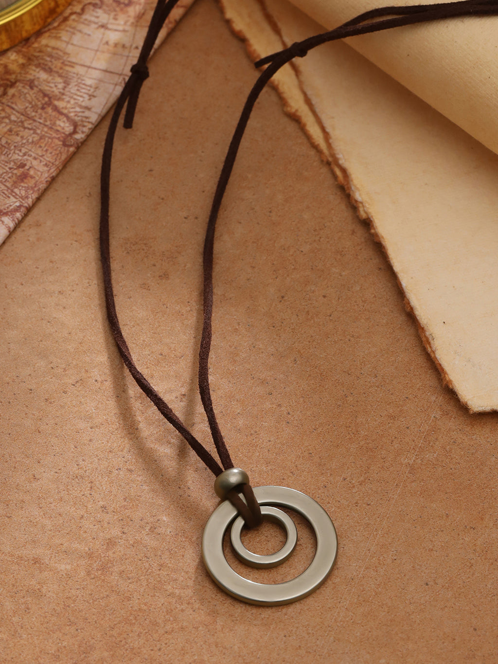 Circular Pendant Faux leather Chain
