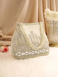 Gulnaar Collection | Silk Embroidered Potli | White Mirrorwork