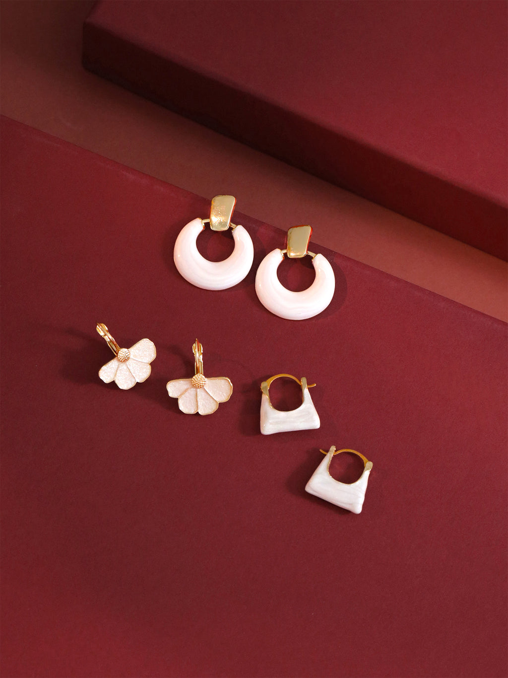White Enamel Drop Earrings