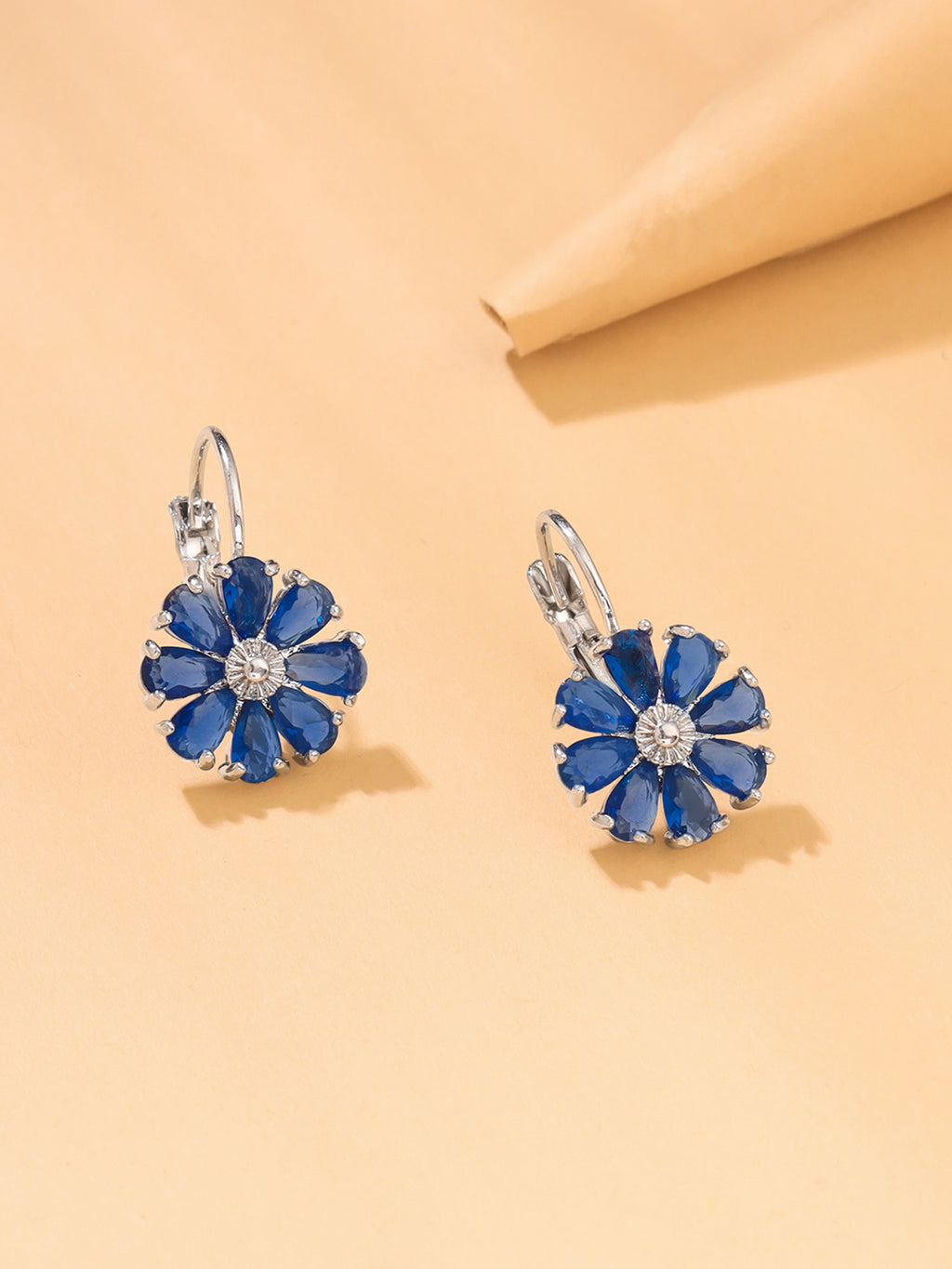 Blue Floral Drop Earrings