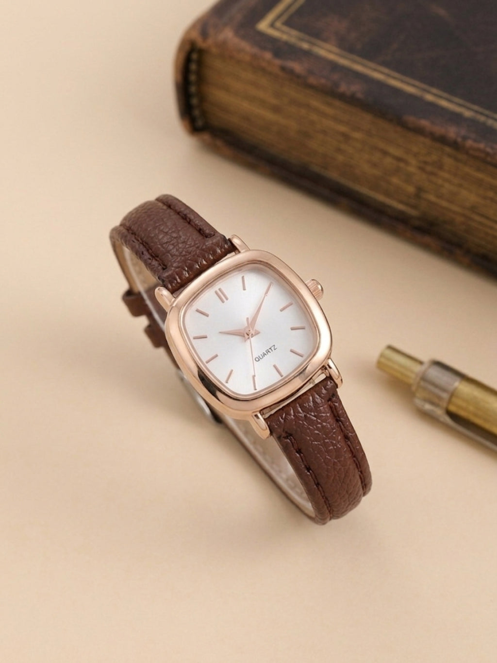 Mocha Square Analog Watch