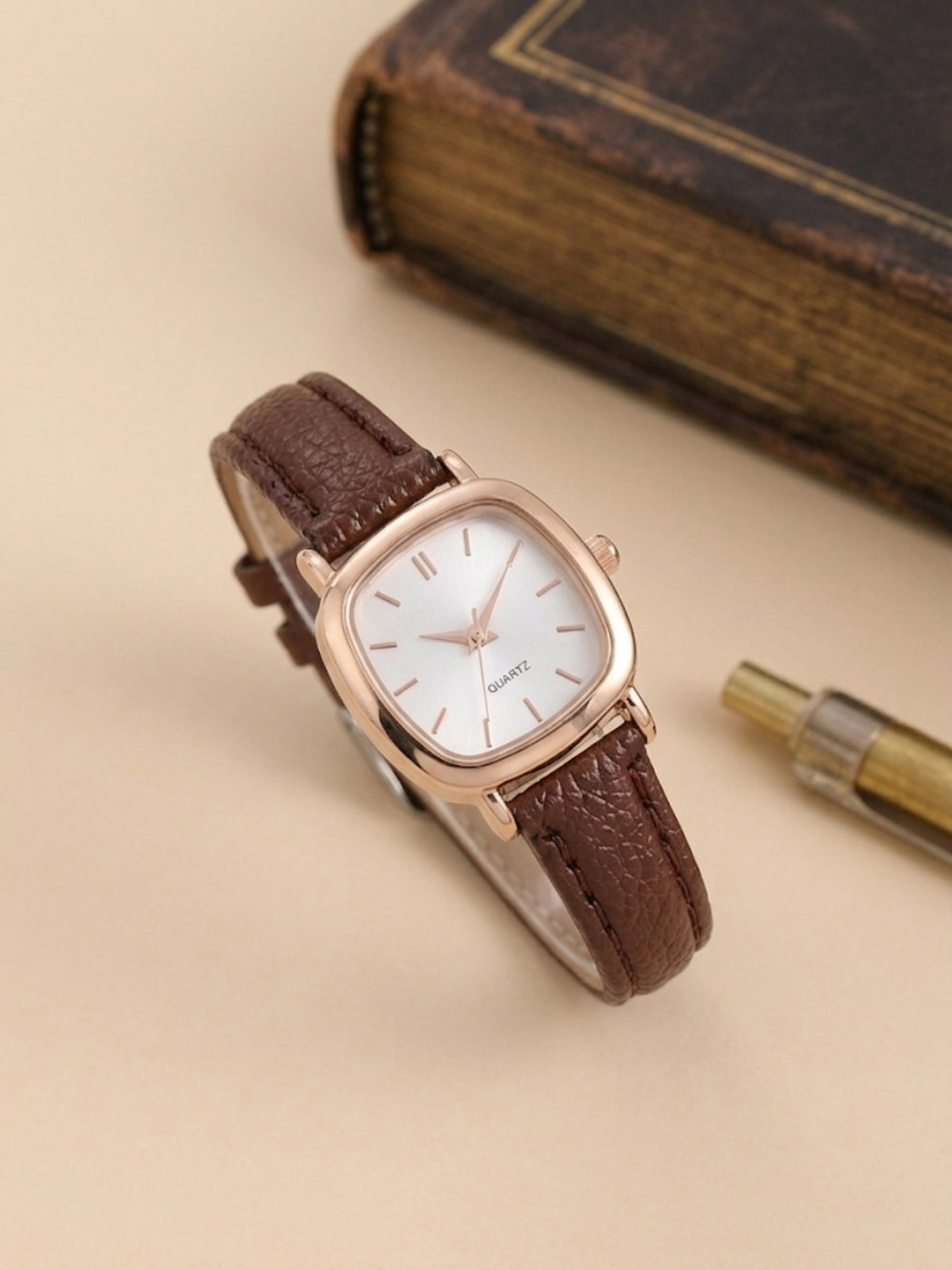 Mocha Square Analog Watch