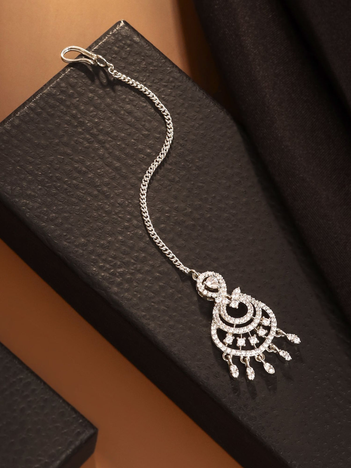 Floral AD Brass Maang Tikka