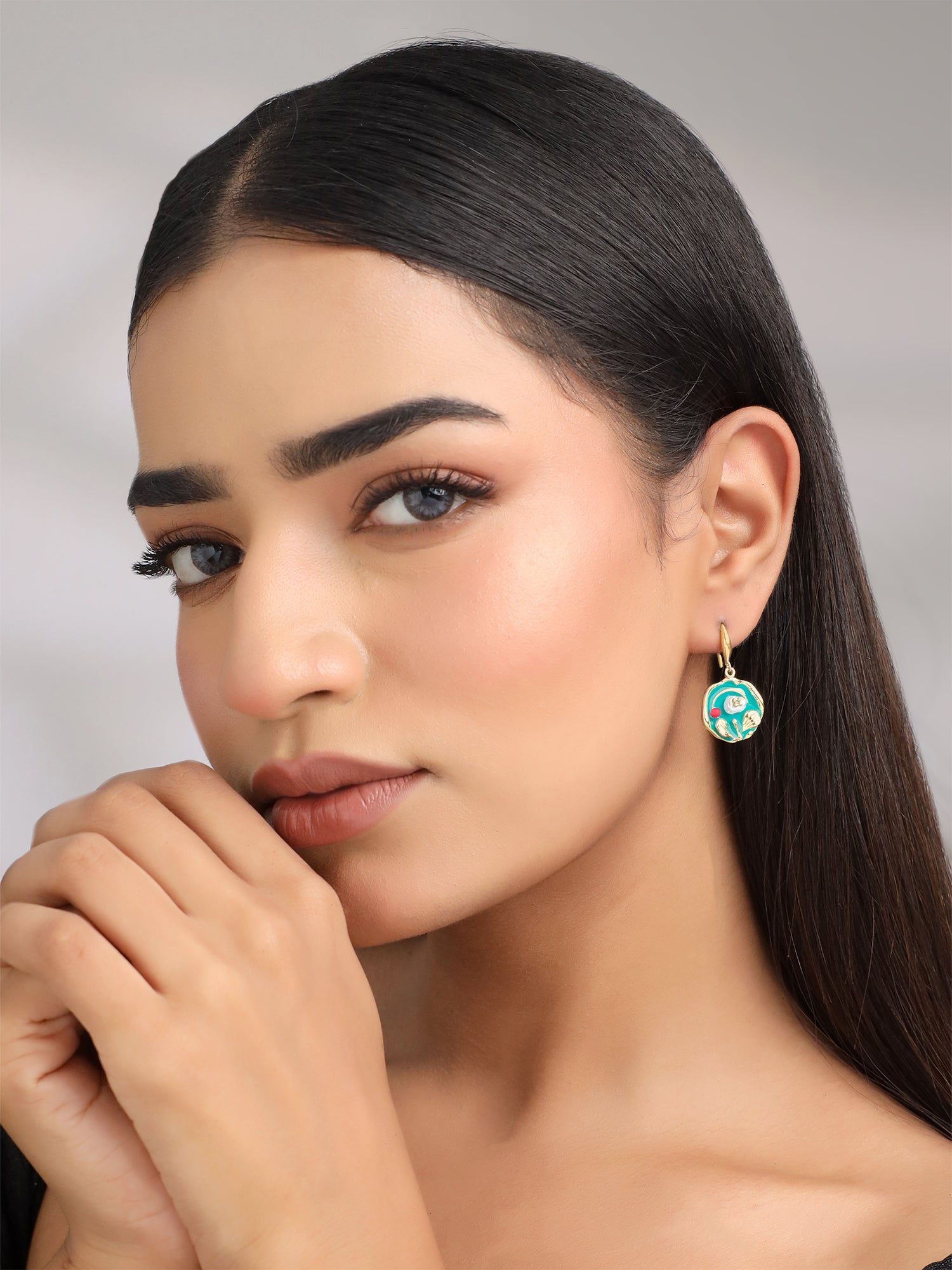 Enamel Flower Korean Drop Earrings