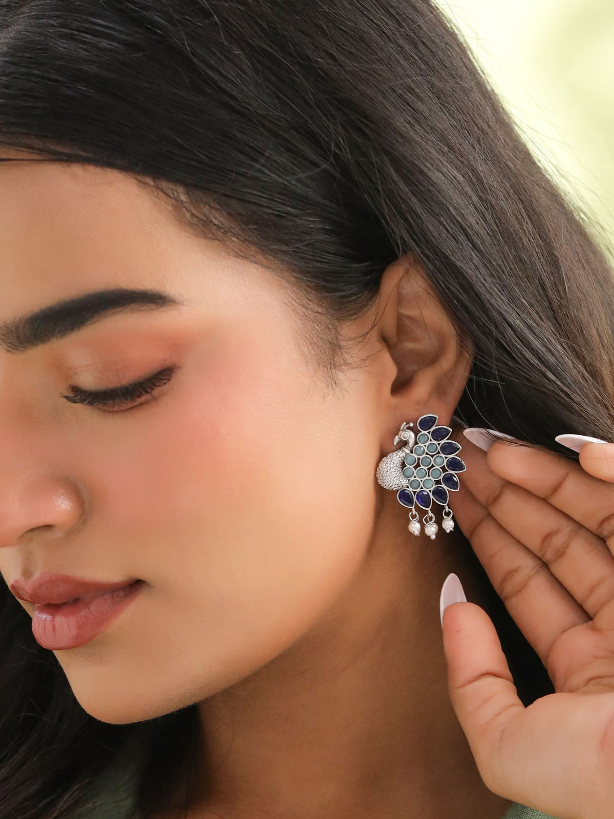 Oxidised Peacock Earrings
