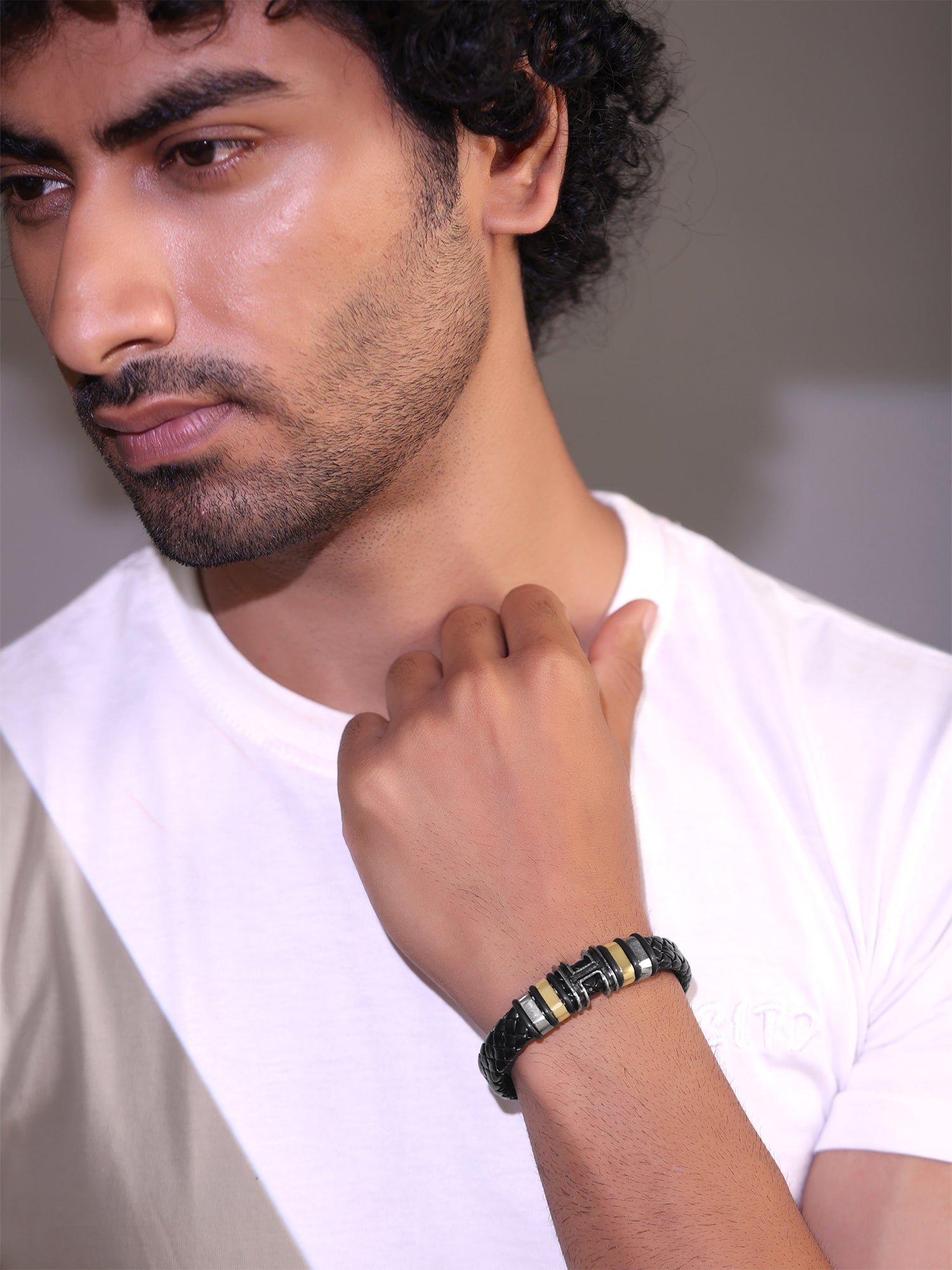 Black Faux Leather Bracelet